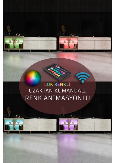 Vienna Gold Demir Ayaklı Rgb Led Işık Sistemli Traverten Tv Ünitesi Tv Sehpası Traverten - Altın Vienna Gold Demir Ayaklı Rgb Led Işık Sistemli Traverten Tv Ünitesi Tv Sehpası Traverten - Altın