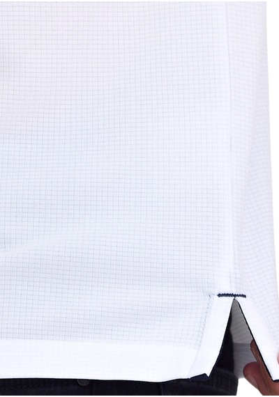 Erkek Kısa Kol Polyester Polo Yaka Fonksiyonel Tişört Beyaz