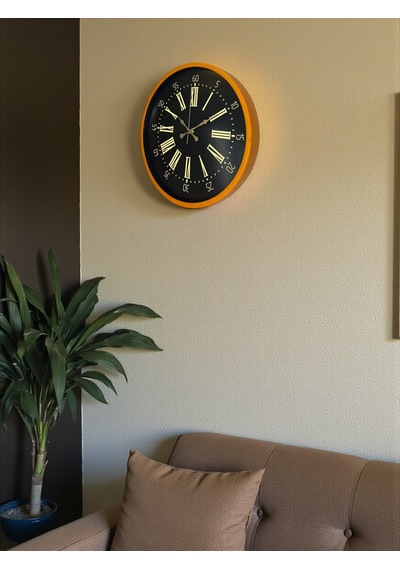 Büro Ev Ofis Hediyesi İçin 36cm Turuncu Dekoratif Duvar Saati Diğer