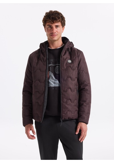 Discovery Expedition Koyu Mürdüm Erkek Kapüşon Relaxed Baskılı Mont D4wm-mnt3316