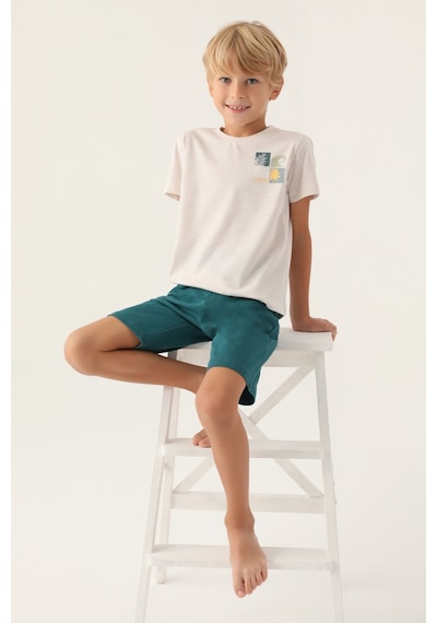 Arnetta Summer Bej Erkek Çocuk Bermuda Takım 5274-42736 Krem Melanj
