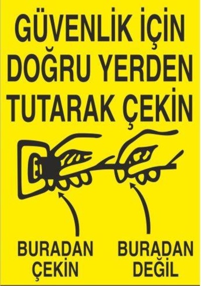Güvenlik İçin Doğru Yerden Tutarak Çekin Uyarı Levhası 40x60cm