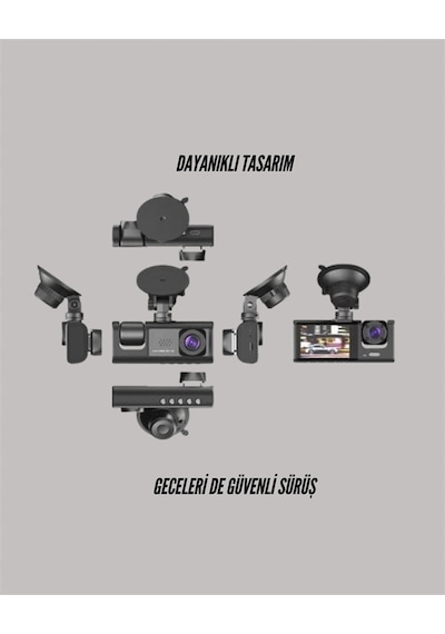 G-sensörlü 3'lü Kayıtlı Araç Kamerası