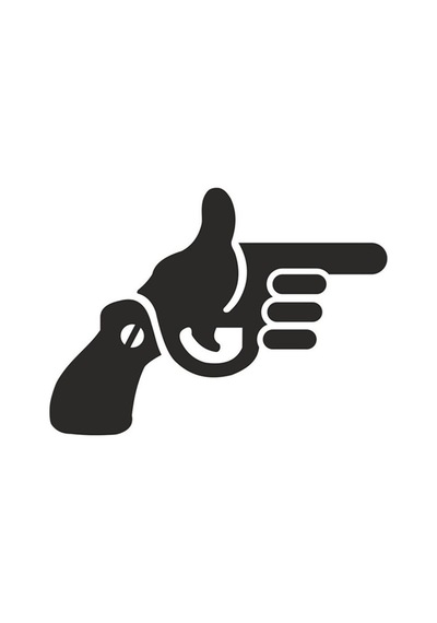 Ateş Etme Siyah Renk Sticker 15Cm 2 Adet