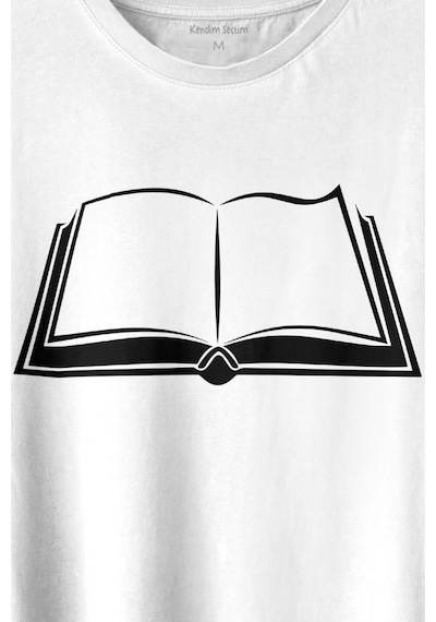 Açık Kitap Sayfası Edebiyat Roman Şiir Şair Adam Baskılı Tişört Unisex T-shirt 001