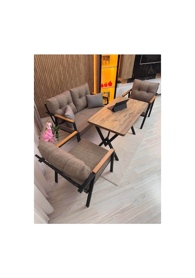 Houseart Balkon ,bahçe , Teras , Cafe ,salon , Metal Kanepe , Metal Kanepe Koltuk ,oturma Takımı 2-1-1 , Yemek Masası , Orta Masa Cappuccino