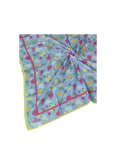 Mim Eşarp Valino Soft Pamuk Çocuk Desenli Eşarp 70x70 Cm Açık Mavi - Meyveli