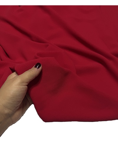 Dökümlü Likralı Kumlu Krep Kumaş 150 Cm En Kırışmaya Dayanıklı, Elbise Ve Giyimlik Kumaş Kırmızı