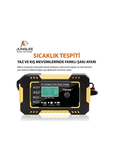 12v 6a Tam Otomatik Akü Şarj Aleti Dijital Lcd Ekran Araba Motosiklet Akülü Araç Şarj Cihazı 4-100ah