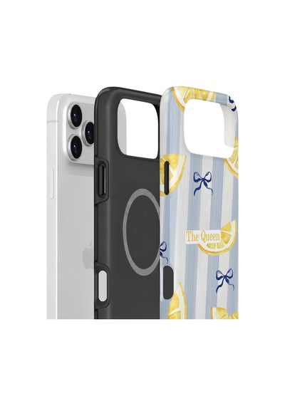 Apple iPhone Uyumlu 17 Pro Vorian Çift Katmanlı Magsafe Kılıf Queen Lemon Bow