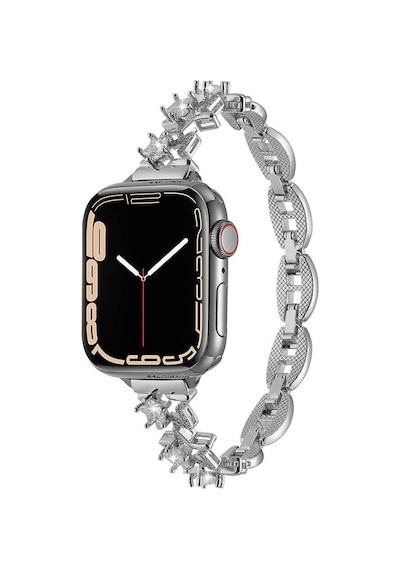 Apple Uyumlu  Watch  7 8 9 41mm Kordon Metal Yıldız Taşlı Kolay Kısaltılabilen Band 104