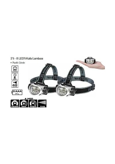 Gürçay Hırdavat Lightorch Lt03100 Kafa Lambası 8 Led 30 Lümen 2'li Paket Acı Kahverengi