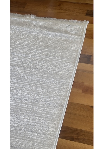 Elvey Home Krem Gri Saten İnce Sık Dokuma Parlak Yüzey Kaymaz Salon Koridor Halısı Kdfelvmakhal Krem Gri