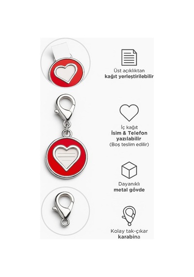 Kedi Köpek İsimlik Metal Pet Kimlik Rozeti İsim Telefon Yazılabilir Dayanıklı Suya Dayanıklı Tasmaya Uygun Evcil Hayvan Künyesi Kırmızı Kalp Diğer