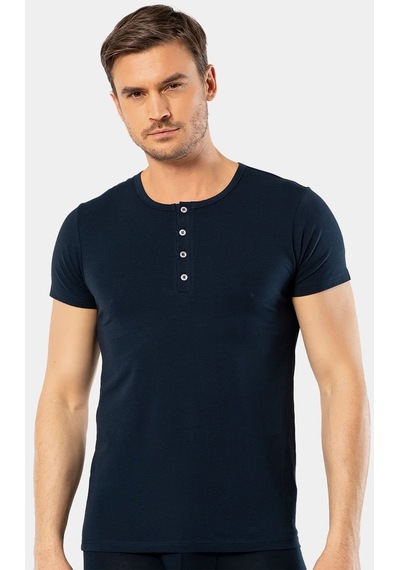 Cacharel Erkek Bisiklet Yaka Düğmeli T-shirt 1308/lacivert 001