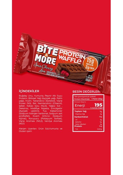 Bite&more Protein Waffle 55 Gram X 12 Adet Vişne