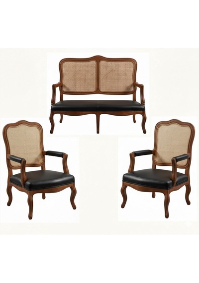 Masifart Alyss Hasırlı İtalyan Çay Takımı Ahşap