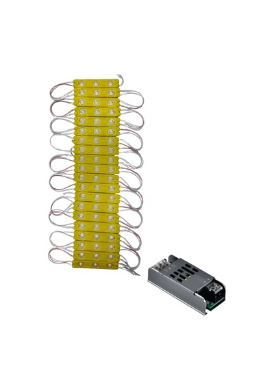 20 Adet 12 Volt 1.2 Watt 3 Lensli Amber 2835 Smd Led Modül Ip65 5a Slim Trafo Set