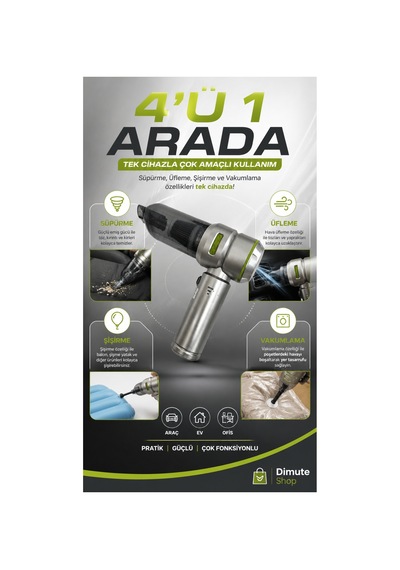 Hl-121 80000 Rpm Kablosuz Araç Ve Ev Süpürgesi 4'ü 1 Arada Şarjlı Gri - 887783993