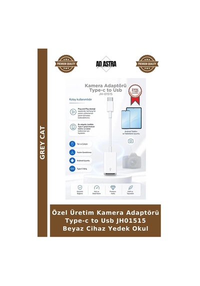 Özel Üretim Kamera Adaptörü Type-c To Usb Jh01515 Beyaz Cihaz Yedek Okul