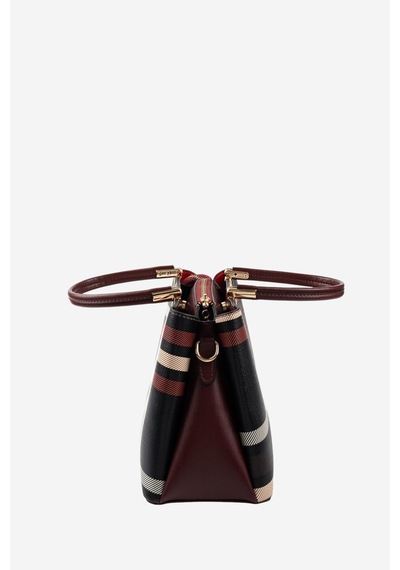 Silver Polo Sp1098 Kadın El Çantası Ekose Siyah-bordo