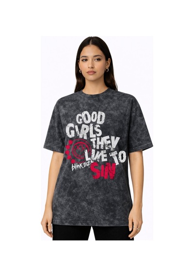 Sevbano Blink-182 Rock Metal Müzik Grubu Baskılı Unisex Oversize Vintage Siyah