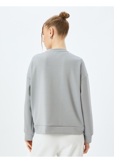 Koton Bisiklet Yaka Basic Uzun Kollu Oversize Sweatshirt Gri 5sak10085nk Gri