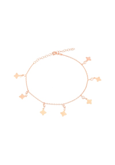 Brezza Lusso Jewelry Rose Gold Sallantılı Taşlı Gümüş Kadın Ayak Halhal Rose