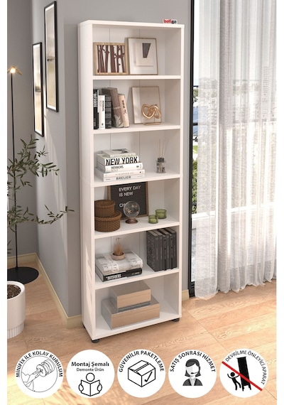 Bofigo 6 Raflı Kitaplık Dekoratif Kitaplık Modern Kitaplık Poyraz Beyaz Bofigo 6 Raflı Kitaplık Dekoratif Kitaplık Modern Kitaplık Poyraz Beyaz
