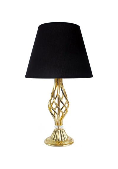 Siyah Kumaş Başlık Gold Metal Burgu Ayaklı Modern Abajur 50x25cm