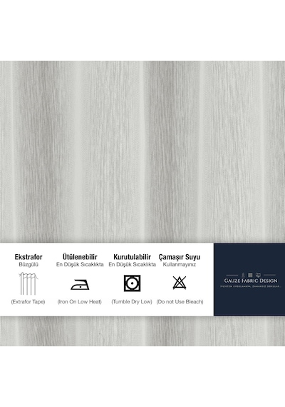 Fabric Design Lüks İpeksi Dokulu Bambu Kırışmaz Ütü Gerektirmez Ekru 250x260 Pilesiz 1 X 1 Yüksek Kaliteli Tül Perde