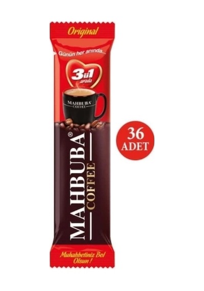 Mahbuba 3ü1 Arada Kavanoz Kahve Bardak Hediyeli 36 X 18 Gr + Renkli Kupa Hazır