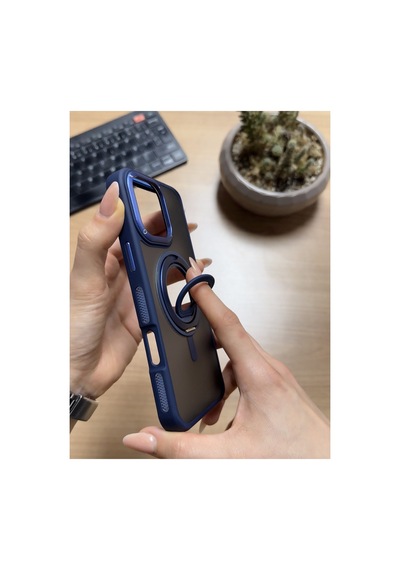 Apple iPhone Uyumlu 16 Pro Max Standlı Ve Yüzüklü Magsafe Kılıf Kahverengi