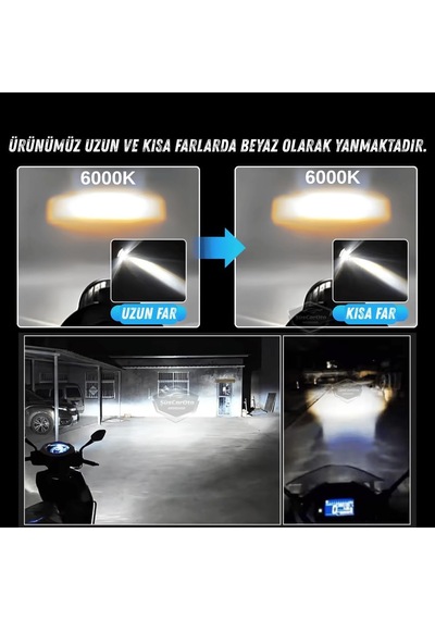 Tr Otomobil Araç Motosiklet Mercekli Far Ampulü Led Far Beyaz Csp Led Xenon Lamba Delici Yayıcı Uzun Kısa 1 Adet H4