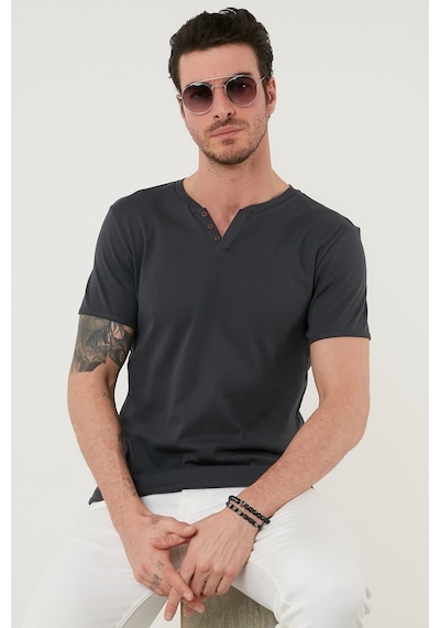 Buratti Pamuklu V Yaka Slim Fit Erkek T Shirt 5902122 Antrasit