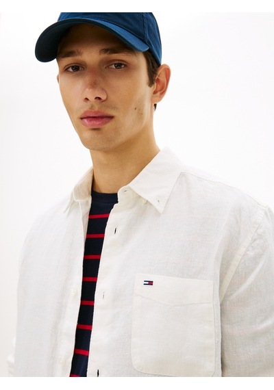 Tommy Hilfiger Tjm Reg Lınen Shırt Erkek Beyaz Gömlek - Dm0dm22760
