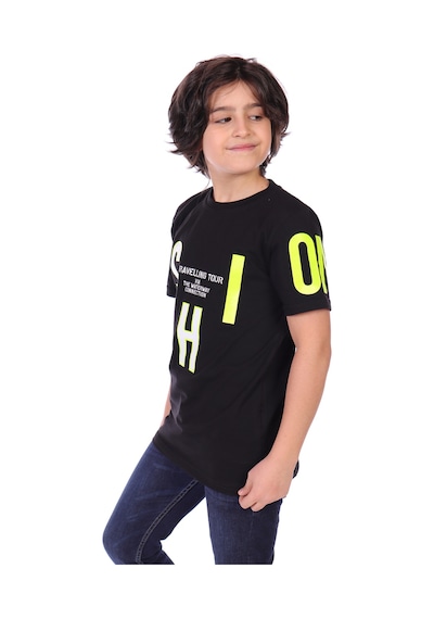 Toontoy Kids Toontoy Erkek Çocuk Fashion Baskılı Tişört Siyah