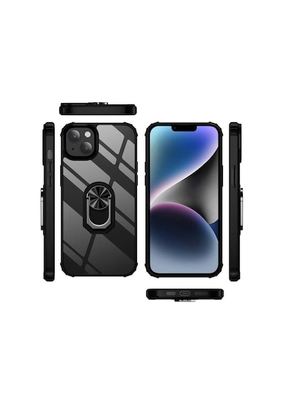 Apple Uyumlu iPhone 14 Kilif Standli Yüzüklü Mola Silikon Kapak 470456357