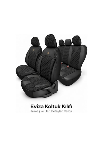 Nissan Almera 2001-2008 Ve Sonrası Uyumlu Monaco Serisi Eviza Deri Detaylı Siyah