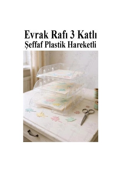 Evrak Rafı 3 Lü Masaüstü 1 Paket Plastik Evrak Rafı Masa Üstü Şeffaf Hareketli A4 Dosya Düzenliyici Kağıt Tepsisi Tek Renk