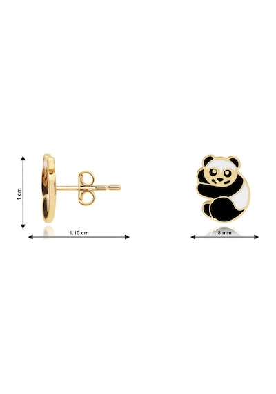 Diamond Line - Gülaylar 14 Ayar Altın Panda Figürlü Küpe