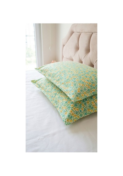 %100 Pamuklu Çiçek Desenli Volanlı Yastık Kılıfı 2 Adet 50x70 Cm Yeşil - 864231967 Yeşil