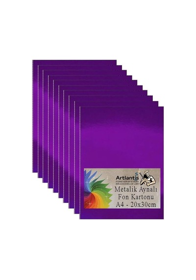 Metalik Aynalı Fon Kartonu 10 Lu A4 20x30 Cm 1 Paket Okul Sınıf Dekoratif Pırıltılı Folyo Kağıt Dekoratif Anas