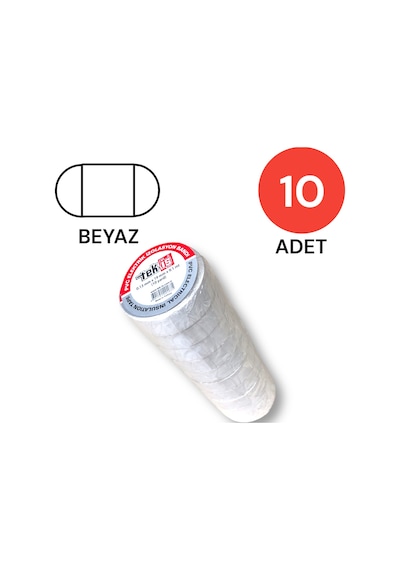 Tek-iş Izole Bant Elektrik Bandı Beyaz 10 Adet