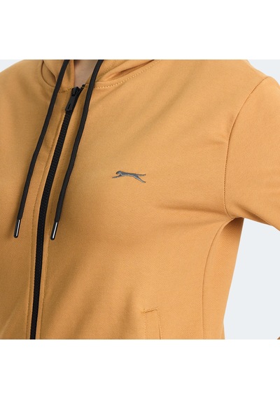 Slazenger KINET Kadın Fermuarlı Kapüşonlu Cepli Kiremit Sweatshirt