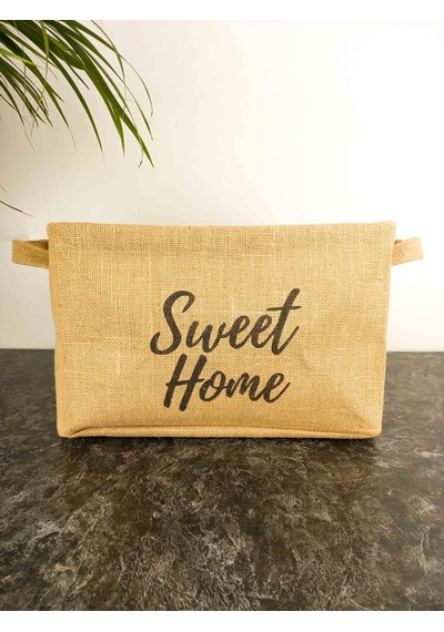Bitki Tasarımı Sweet Home Jüt Hasır Ev Düzenleyici Mutfak Banyo Salon Sepeti Katlanır Sıvı Korumalı Büyük