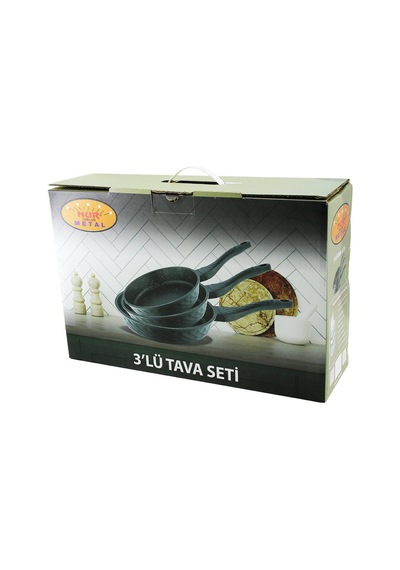 Nur Işıklar Metal 3pcs Döküm Tava Seti 20-24-28cm 5728 Çok Renkli