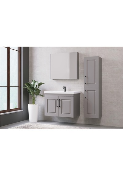 Denko Royal 80 Cm Kül Gri Banyo Dolabı Alt Modül Lavabo