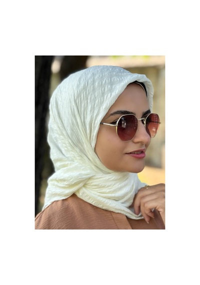 Aldaıyr Adet - Jakarlı Caz Eşarp 120 X120 Pamuk Beyaz