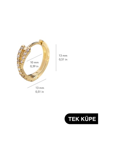 Goldkupe 14 Ayar Taşlı Tek Halka Altın Küpe 0,78 Gr-6317